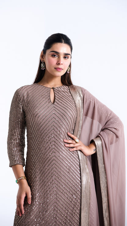 Kurta Set in Tonal Sequin Embroidery
