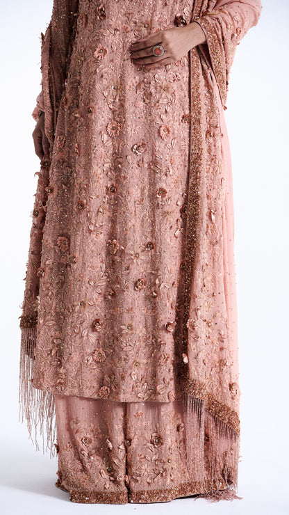 Kurta Set in 3d Floral and sequin Embroidery