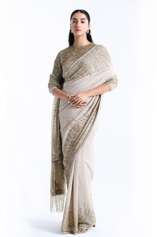 Sari Set in Up Down Sequin Embroidery