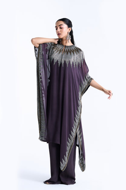 Kaftan Set in Zig Zag Cutdana Embroidery