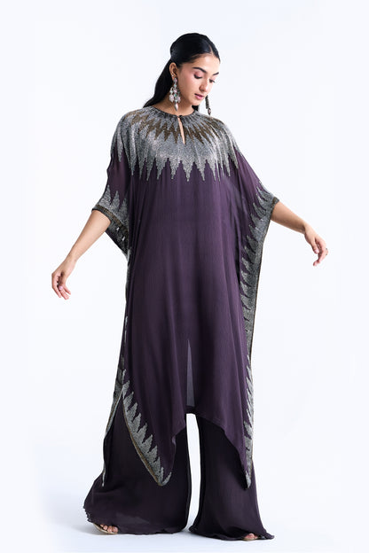 Kaftan Set in Zig Zag Cutdana Embroidery