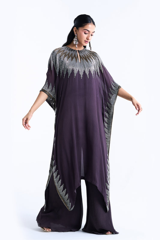 Kaftan Set in Zig Zag Cutdana Embroidery