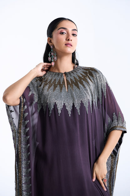 Kaftan Set in Zig Zag Cutdana Embroidery