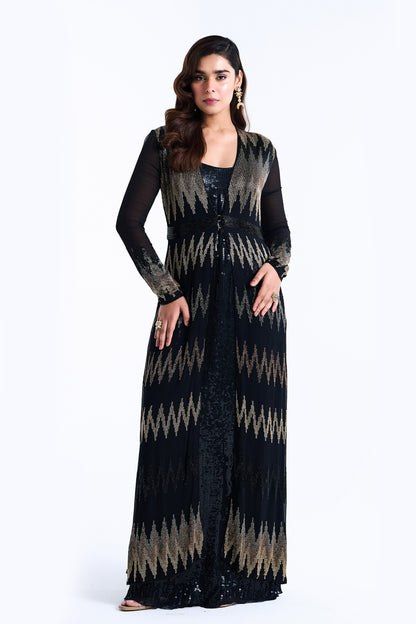 Jacket Set in Zig Zag Cutdana Embroidery