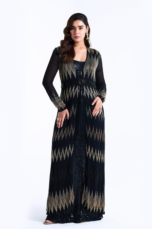 Jacket Set in Zig Zag Cutdana Embroidery
