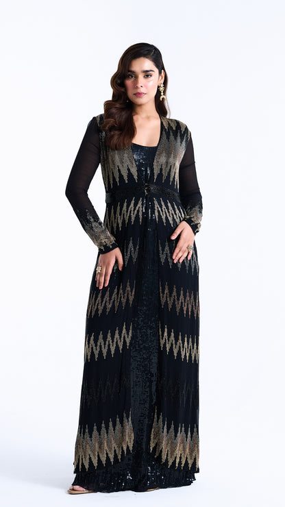 Jacket Set in Zig Zag Cutdana Embroidery