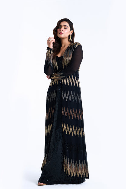 Jacket Set in Zig Zag Cutdana Embroidery