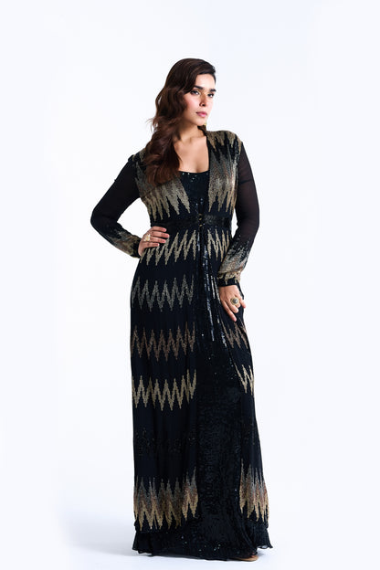 Jacket Set in Zig Zag Cutdana Embroidery