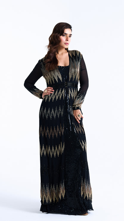 Jacket Set in Zig Zag Cutdana Embroidery