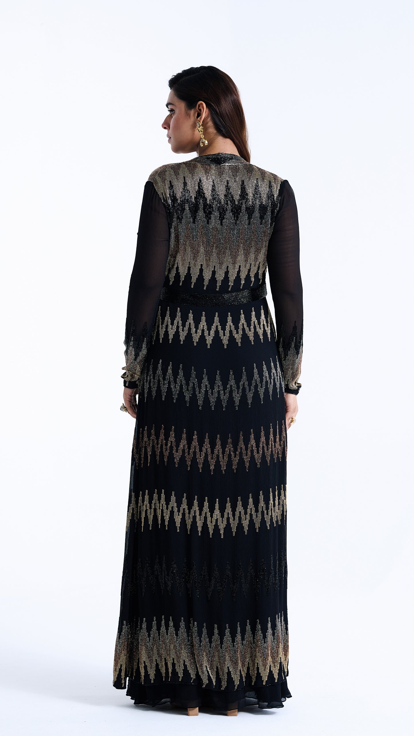 Jacket Set in Zig Zag Cutdana Embroidery