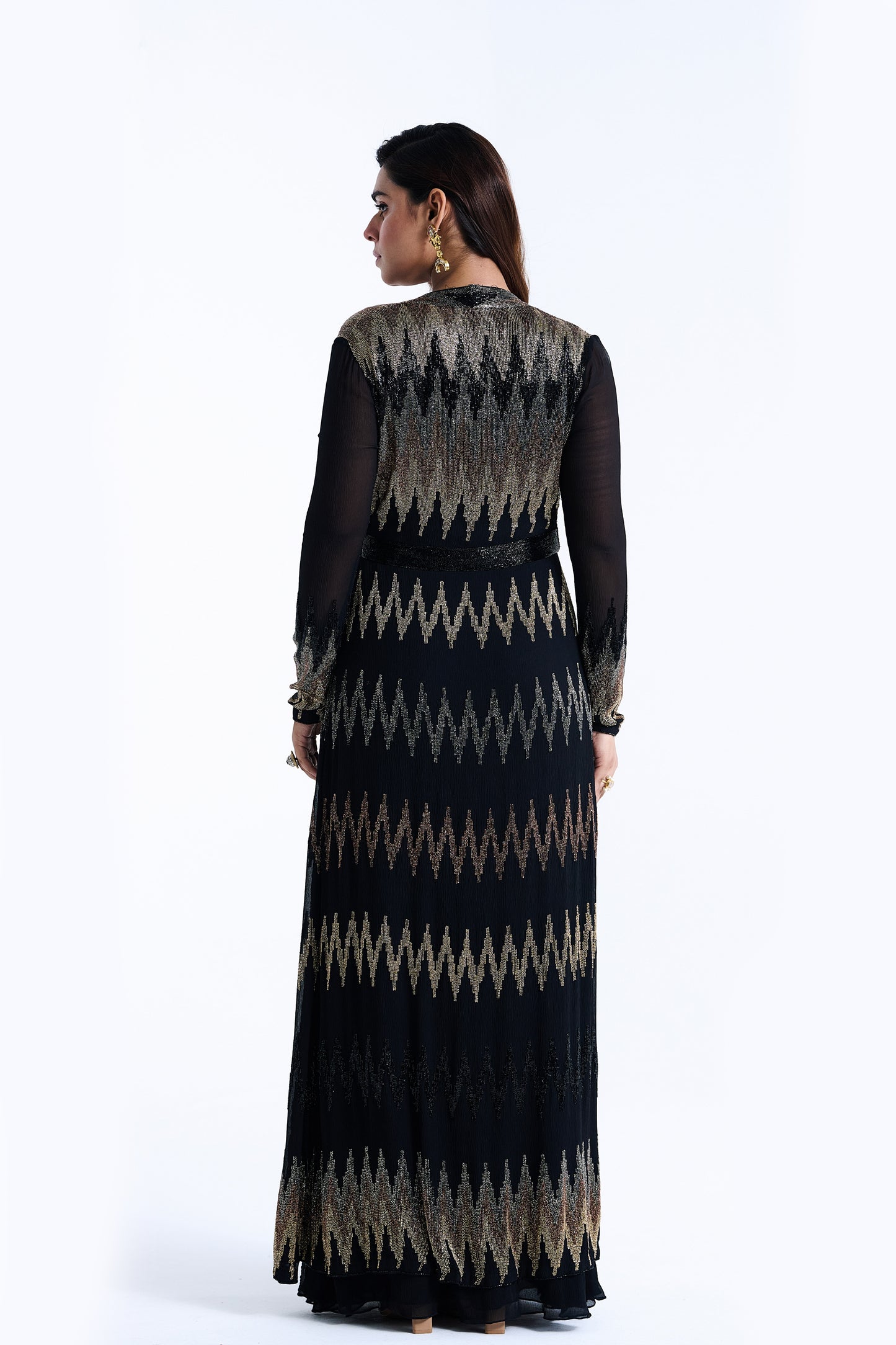 Jacket Set in Zig Zag Cutdana Embroidery