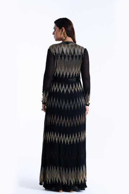 Jacket Set in Zig Zag Cutdana Embroidery