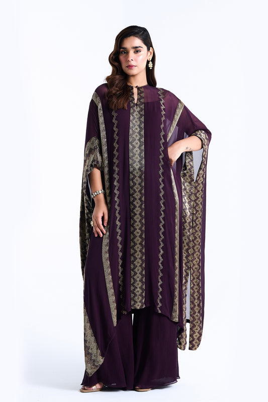 Kaftan Set in Mughal Pattern Cutdana Embroidery