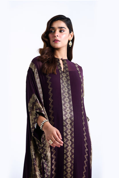 Kaftan Set in Mughal Pattern Cutdana Embroidery