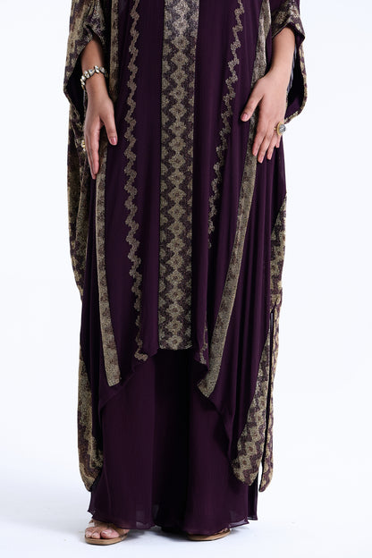 Kaftan Set in Mughal Pattern Cutdana Embroidery