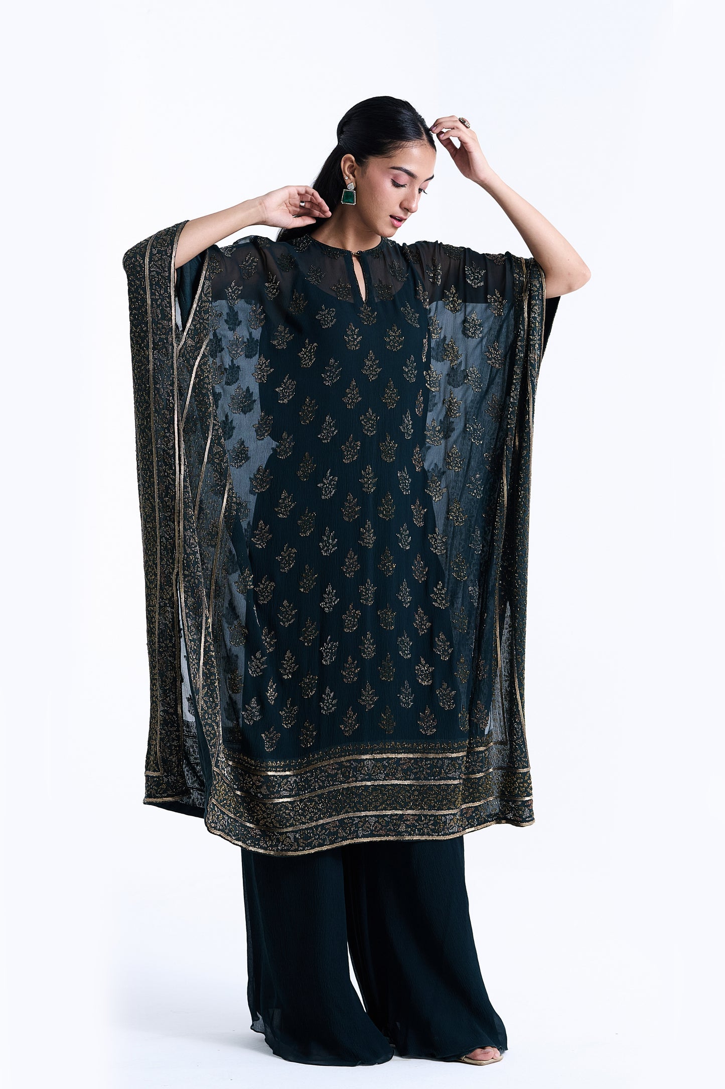 Kaftan Set in Cutdana Embroidery