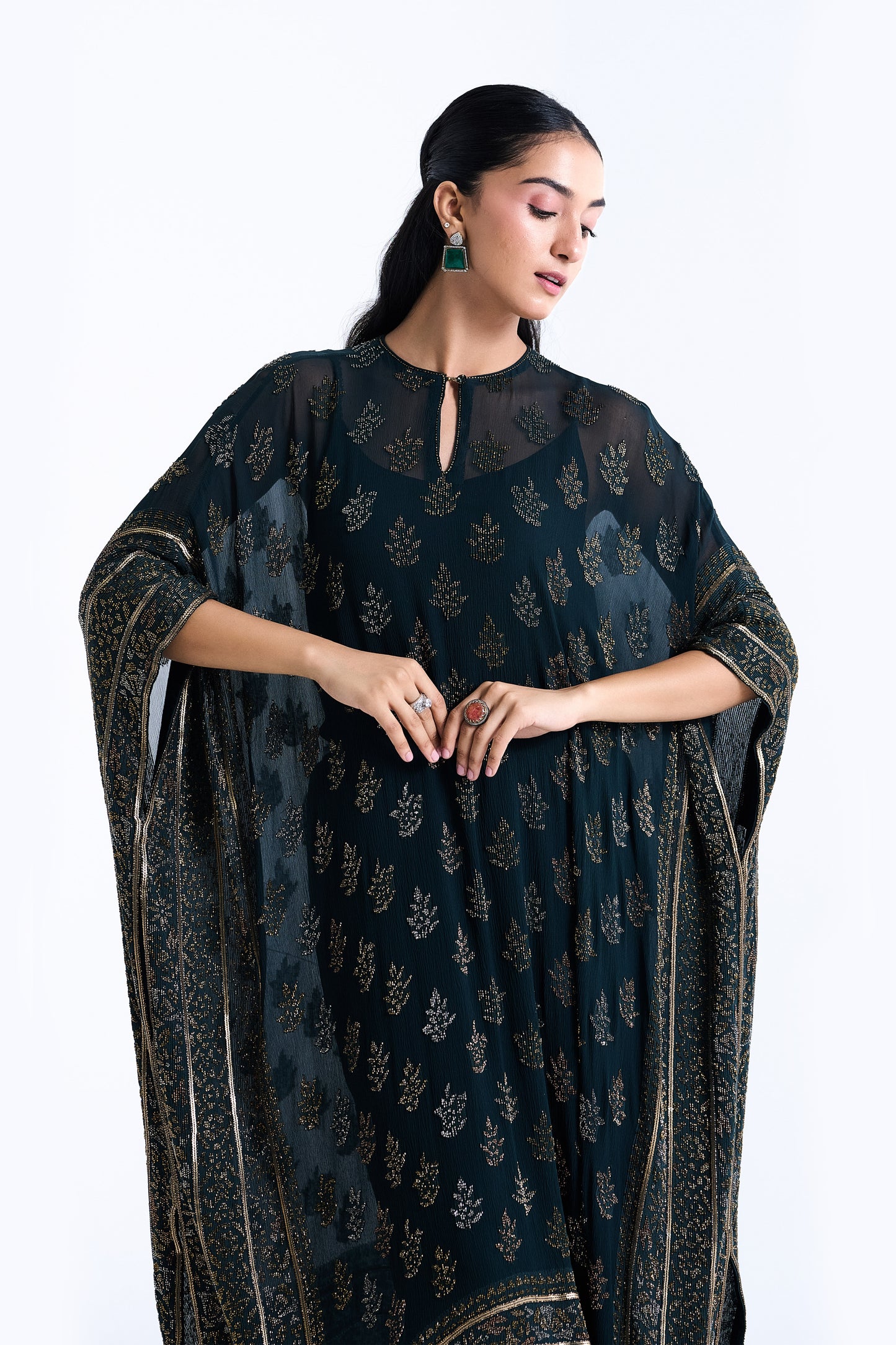 Kaftan Set in Cutdana Embroidery