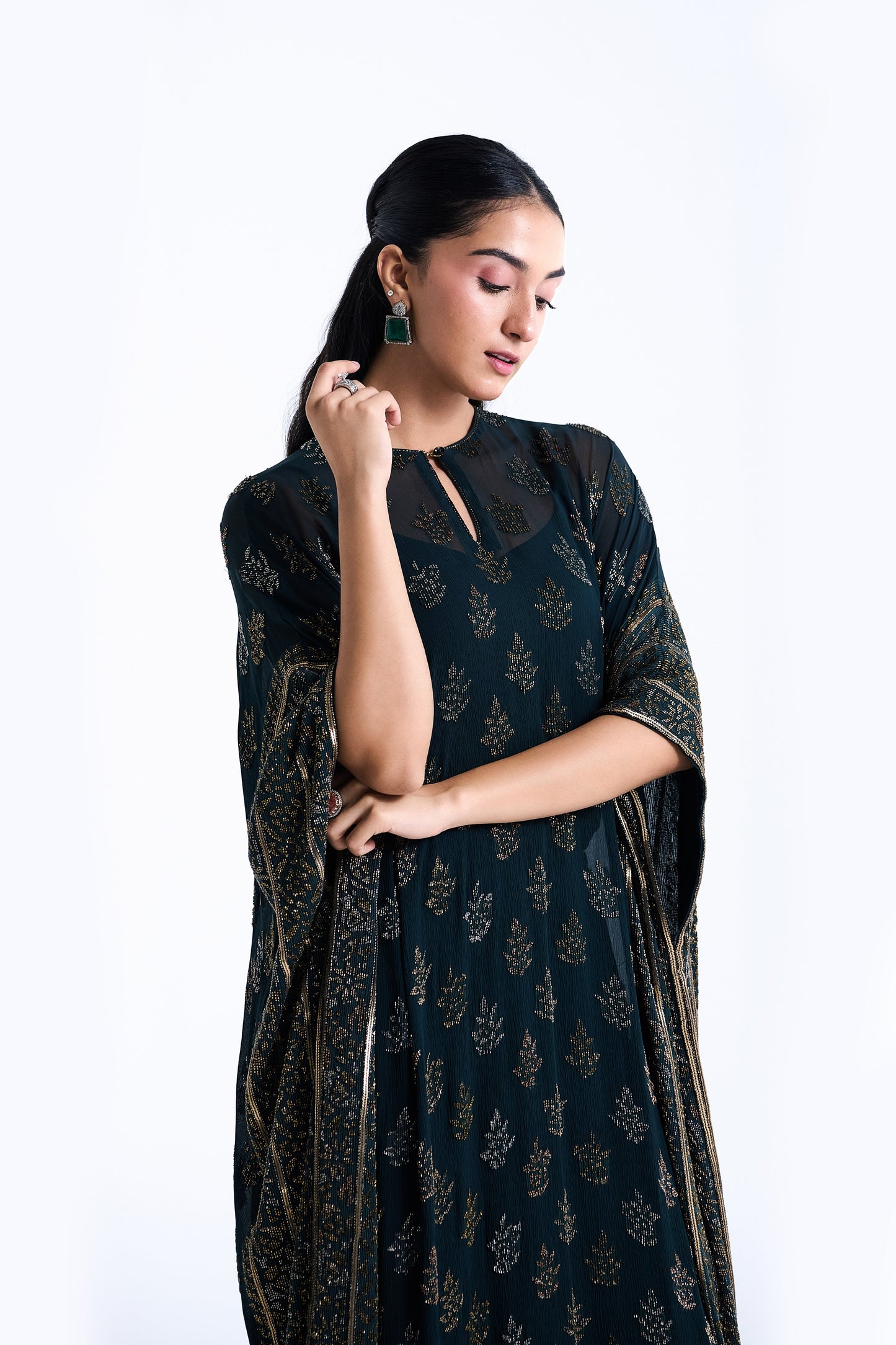 Kaftan Set in Cutdana Embroidery