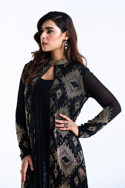 Jacket Set with Ikkat Cutdana Embroidery