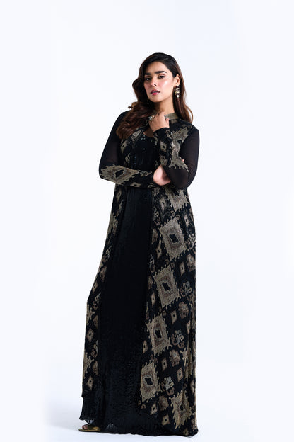 Jacket Set with Ikkat Cutdana Embroidery