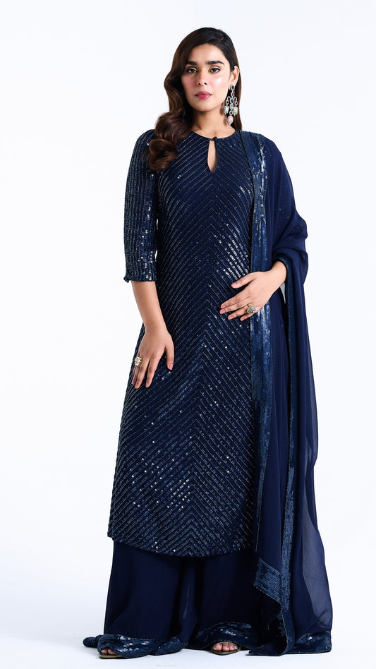 Kurta Set in Tonal Sequin Embroidery
