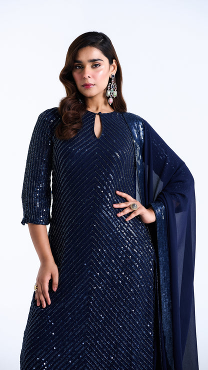 Kurta Set in Tonal Sequin Embroidery