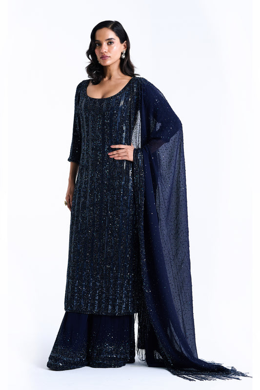 Kurta Set in Mixed Line Sequin Embroidery