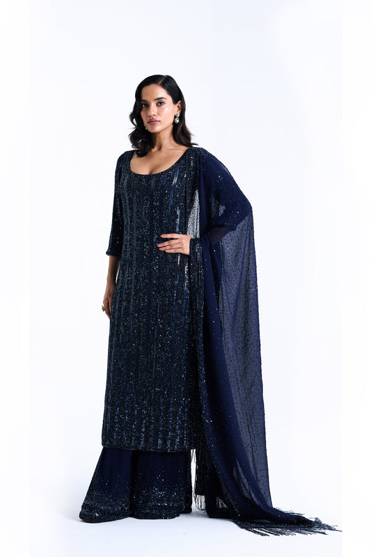 Kurta Set in Mixed Line Sequin Embroidery