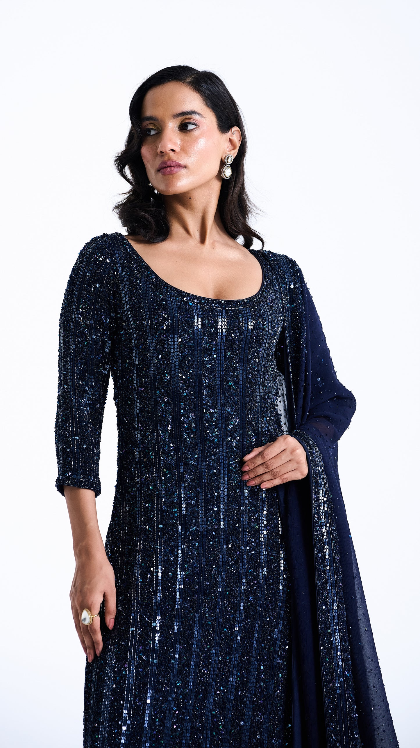 Kurta Set in Mixed Line Sequin Embroidery