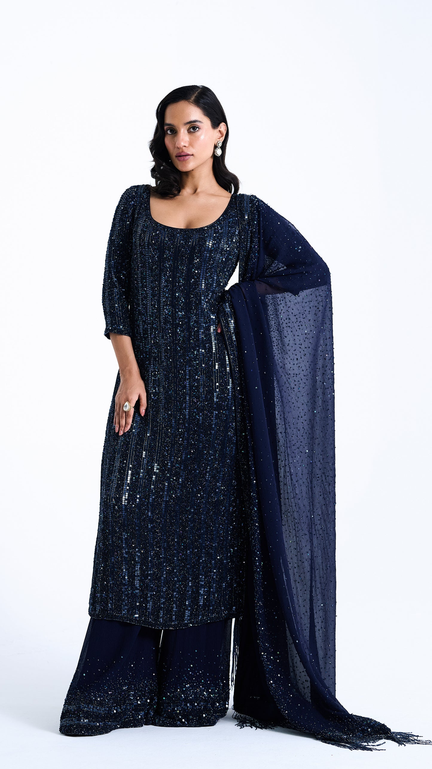 Kurta Set in Mixed Line Sequin Embroidery