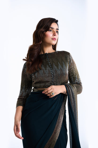 Sari Set with Zig Zag Cutdana Embroidery