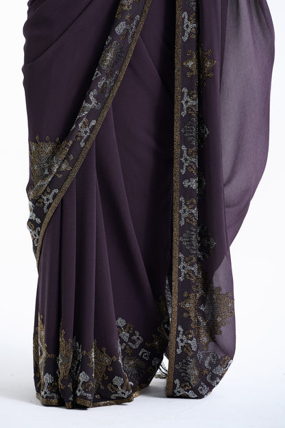 Sari Set in Ikkat Cutdana Pattern