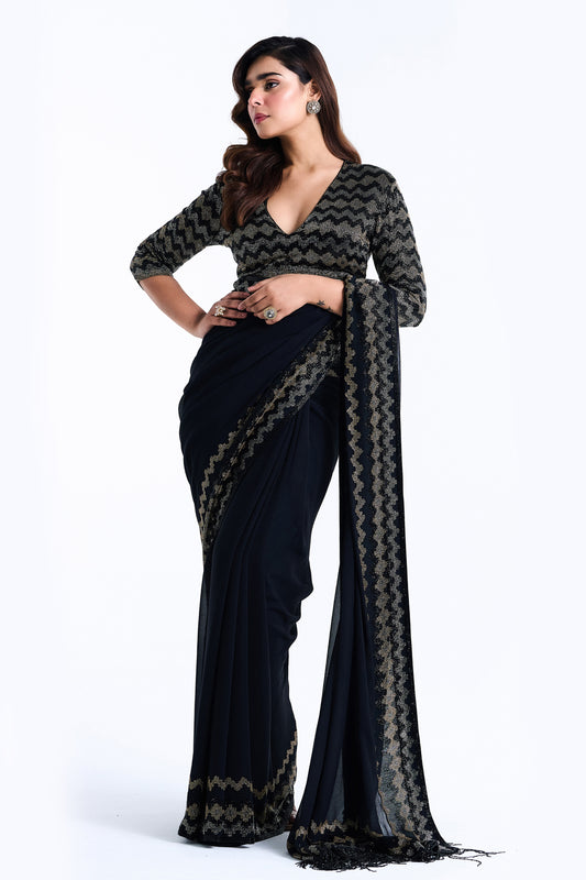 Sari Set with Mughal Cutdana Embroidery