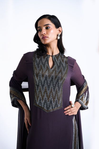 Kurta Set in Border Cutdana Embroidery