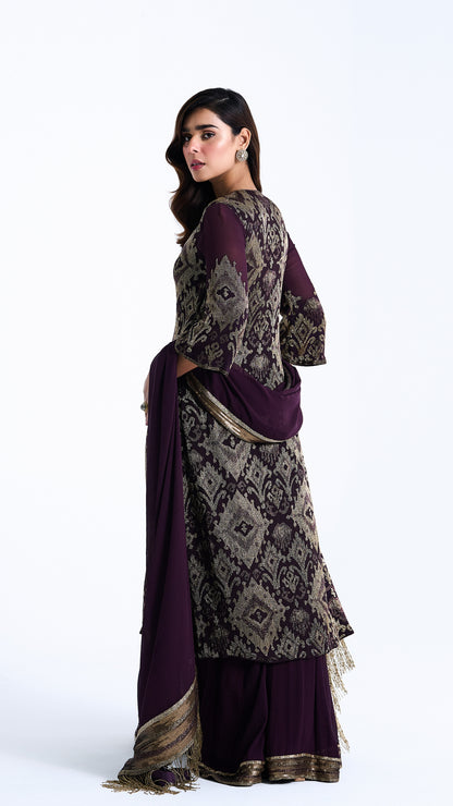 Kurta Set with Ikkat Cutdana Embroidery