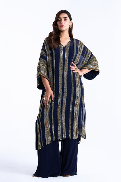 Kaftan Set in Sequin Mirror Loat Embroidery