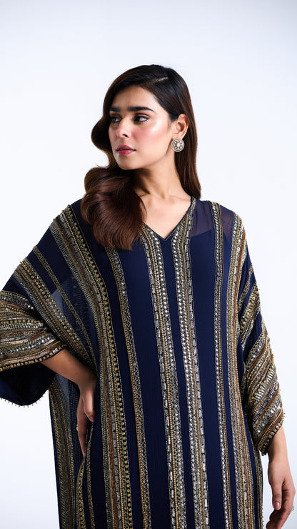 Kaftan Set in Sequin Mirror Loat Embroidery