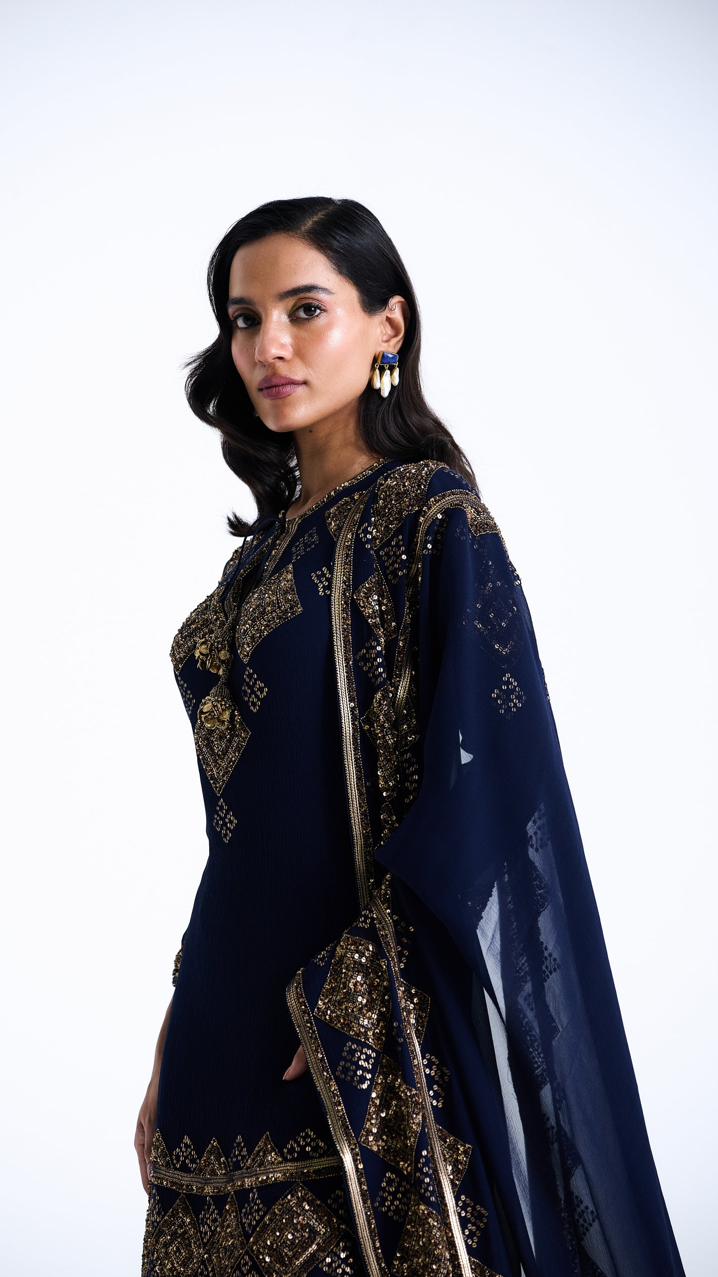 Sharara Set in a Geometric Sequin Pattern