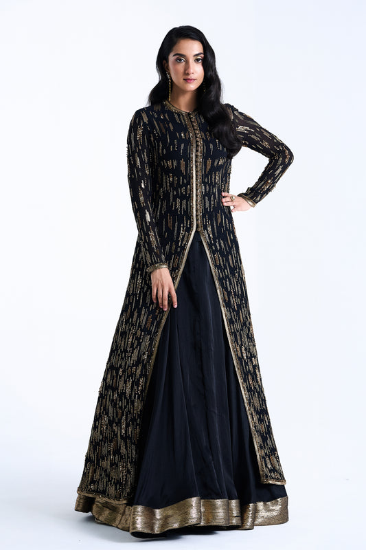 Jacket Set in Sequin Abstract Embroidery