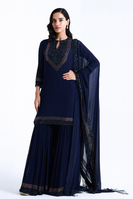 Gharara Set in Stone and Sequin Embroidery