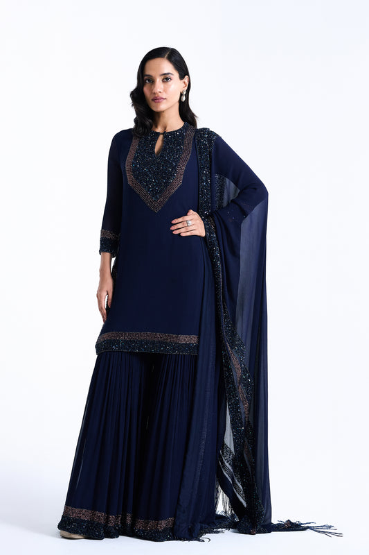 Gharara Set in Stone and Sequin Embroidery