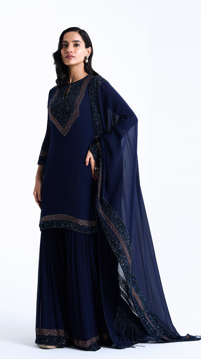 Gharara Set in Stone and Sequin Embroidery
