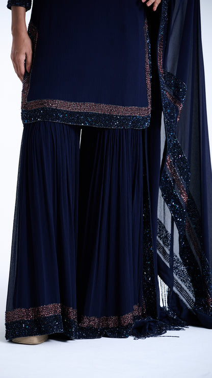 Gharara Set in Stone and Sequin Embroidery