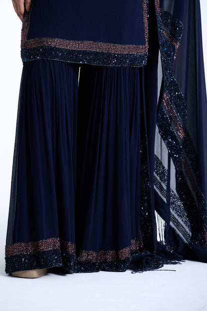 Gharara Set in Stone and Sequin Embroidery