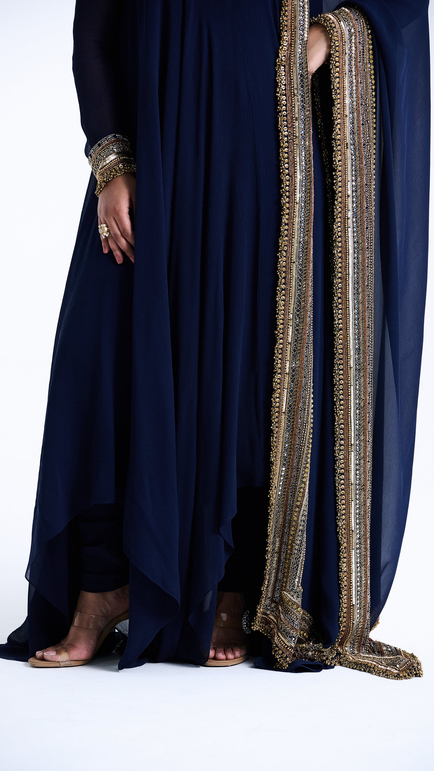 Asymmetric Kurta Set in Sequin Mirror and Loat Embroidery