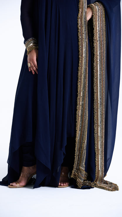 Asymmetric Kurta Set in Sequin Mirror and Loat Embroidery