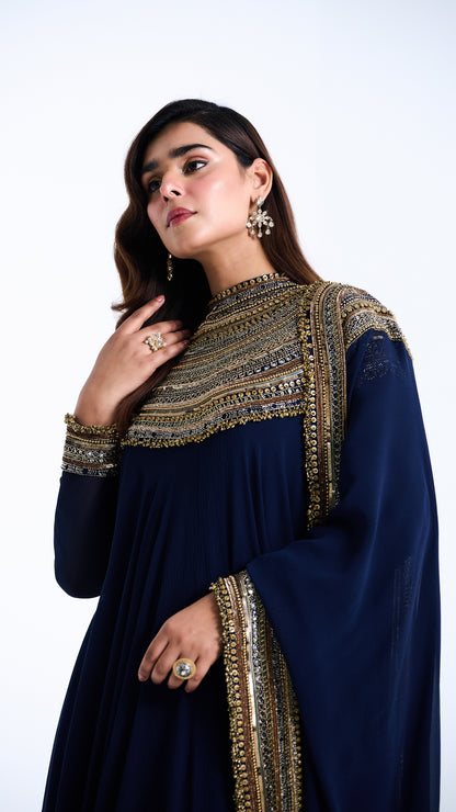 Asymmetric Kurta Set in Sequin Mirror and Loat Embroidery