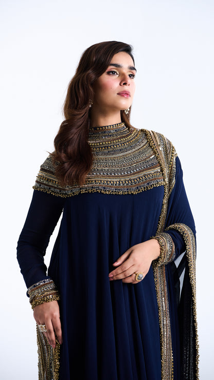 Asymmetric Kurta Set in Sequin Mirror and Loat Embroidery