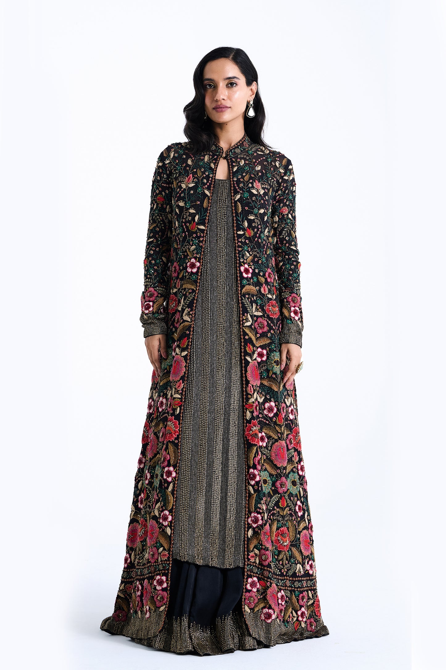 Jacket Set in Persian Floral Thread Embroidery