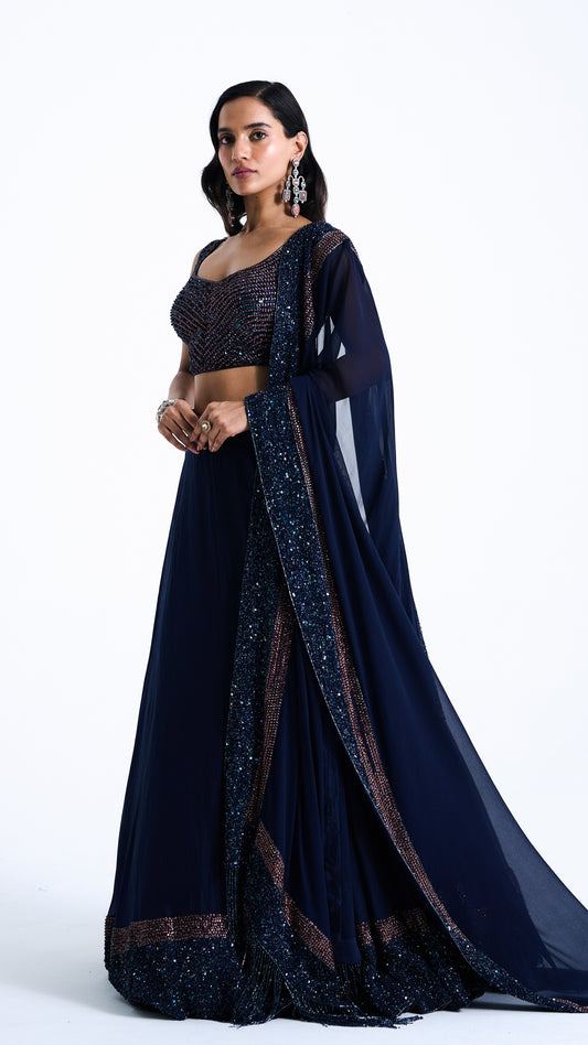 Lehenga Set in Stone and Sequin Embroidery
